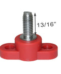 Heavy Duty Red Insulated Battery Power Junction Terminal Block With 3/8 Inch Lug And Solid Mounting Threads for custom ride wiring.