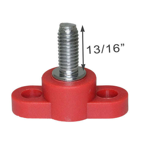 Heavy Duty Red Insulated Battery Power Junction Terminal Block With 3/8 Inch Lug And Solid Mounting Threads for custom ride wiring.