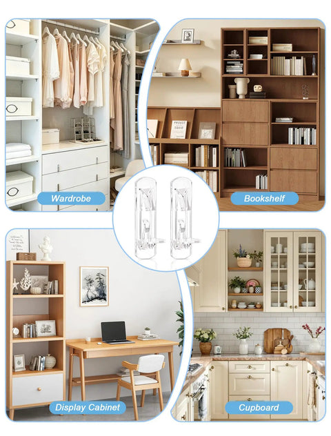 Rock Solid Clear Plastic Cabinet Shelf Pegs Featuring Hassle Free Installation and Smooth Sliding Fit for Decking Out Wooden Furniture and Kitchen Cabinets In This Nifty Thirty Two Pack Set with wardrobe, bookshelf, display cabinet, and cupboard.