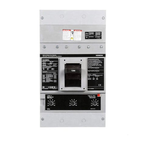 Recertified Heavy Duty 3 Pole 1200A 600V Thermal Magnetic Molded Case Circuit Breaker with digital displays and labels.