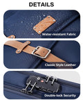 Close-up of Rolling Laptop Bag For Men And Women 16 Inch Waterproof Wheeled Briefcase showing water-resistant fabric, leather handles, and lock.