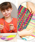 Child using Beginner Friendly Wooden Weaving Loom Kit With Notched Looms 18 Piece Craft Set for creative crafting project