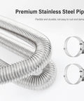 59 Inch And 47 Inch Diesel Heater Exhaust Pipe With 1 Inch Inner Diameter Stainless Steel Flexible Tubing And 2 Clamps