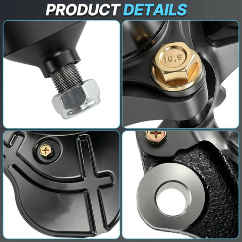 Close-up details of Front Right Steering Knuckle With Wheel Hub Assembly And Preinstalled Bearing For Ram ProMaster 1500 2500 3500.