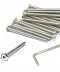 20 Pack 1/4-20 Stainless Steel 304 Hex Socket Flat Head Cap Screws For Furniture, 3 Inch Length, 20 TPI with hex key