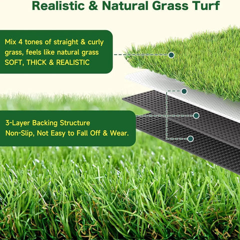 Pet Friendly No Fuss Artificial Turf Realistic 25mm Pile UV Resistant Synthetic Grass for Garden and Pets Low Maintenance Easy to Cut