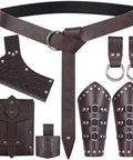 Epic Medieval Renaissance Sword Belt Set With Leather Bracers Pirate Costume Accessories Including Sword Holster Brown LARP Gear