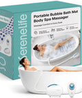 Chill Spa Bath Mat Full Body Massager with air jets, remote control, and aroma clip, non-slip design, 47 by 14.2 inches, in use.