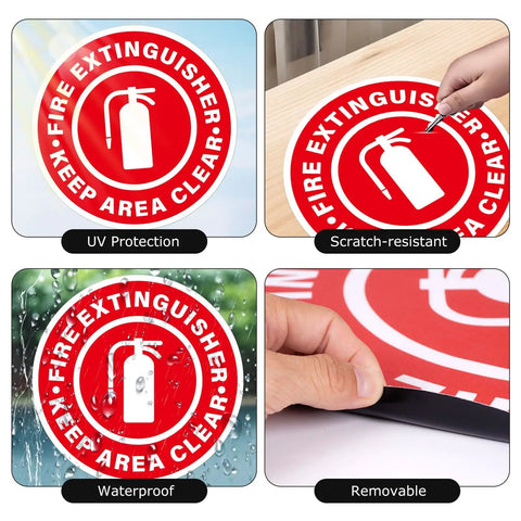 Five Pack Fire Extinguisher Keep Area Clear Sign 17 By 17 Inches Big Caution Safety Warning Sticker Self Adhesive Vinyl