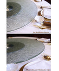31 Inch To 35 Inch Tempered Glass Lazy Susan Turntable With Quiet Aluminum Base, close-up of bubble pattern and polished edges