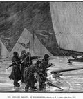 Historic 1884 Regatta Ice Yachting Scene From Poughkeepsie New York Wood Engraving Reproduction After Milton J Burns Poster Print