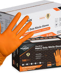 TitanFlex heavy-duty orange nitrile gloves with raised diamond grip, 8-mil, powder-free, XL, 1000-count case