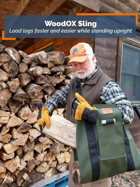 Ergonomic Firewood Sling Carrier For Firewood, Kindling, And Logs With A Cross Body Design That Improves Posture, Balance, And Weight Distribution, The Ultimate Camping And Home Chore Essential Patented USA Made