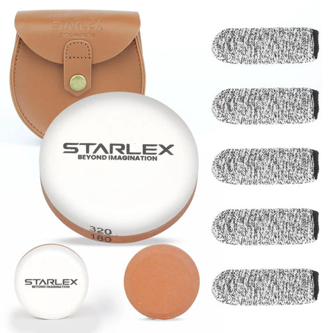 Dual Grit Axe Sharpener Whetstone For Axes Hatchets And Knives With Leather Pouch 180 And 320 Grit Sharpening Stone visible