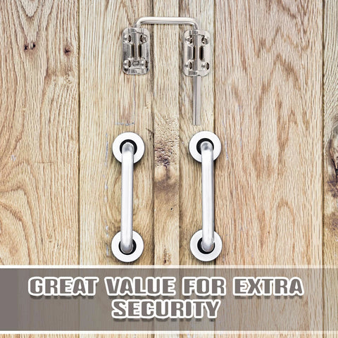 6 Pack Sliding Door Lock Set 2 Inch Drop In Loop Latch installed on wooden door for added security