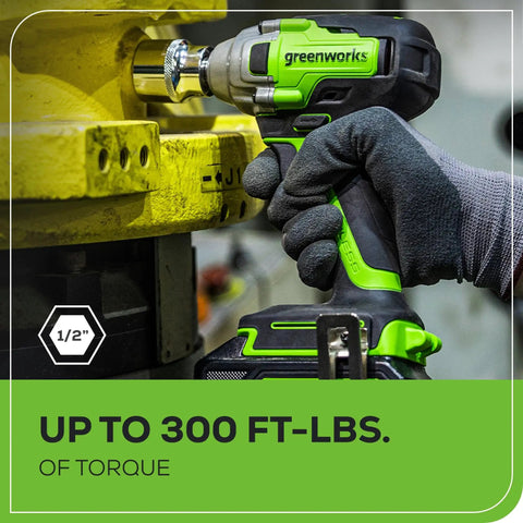 24V Brushless Half Inch Cordless Impact Wrench With 3 Speed Selector And LED Light Delivers 300 Ft Lbs Torque Ultra Compact
