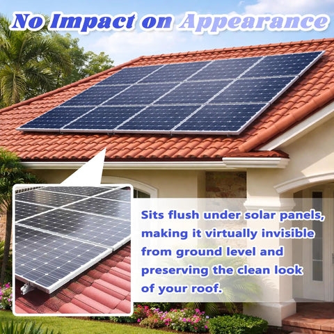 6 Inch By 100 Ft Solar Panel Bird Guard Kit With 100 Fastener Clips installed under rooftop solar panels