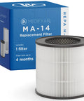 Box and cylinder of Replacement MA14 Filter For Allergens Smoke Wildfires Dust Odors Pollen Pet Dander With Pre Filter