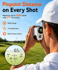 Golfer using Go-To Golf Rangefinder With Slope 1500 Yard Laser Rangefinder With Flag Lock Vibration 7x Magnification Rechargeable Rangefinder