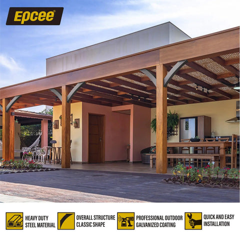 Heavy Duty 45 Degree Angle Post Bracket Kit For 4x4 Wood Beams One Piece Bending Design Quick Install Without Cutting Durable Steel Construction Perfect For Gazebos Pergolas Porches 4 Pack