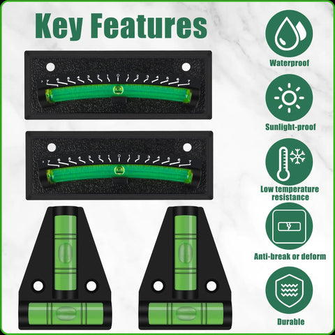 Rock Solid T Shape Rv Level Bubbles Four Pack With Dead On Green Fluid Readings Built Tough Abs For Camper Or Trailer Stick On Wall Mount Setup Totally Weather Ready And Straight Up Reliable For Weekend Getaways