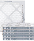 Six Pack 12x12x1 MERV 11 Air Filters For Furnace And AC Reduces Dust Pollen Pet Hair And Allergens Improves HVAC Efficiency Actual Size 11.75 x 11.75 x 0.75 Inches stacked