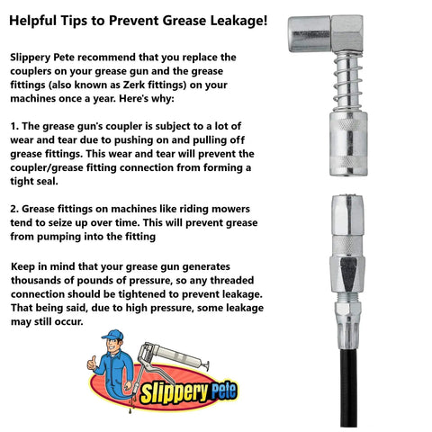 90 Degree Grease Coupler Snaps On To Tight Space Grease Fittings, Fits Standard Grease Gun Couplers, Works With Flex Hose Or Rigid Pipe, 3 Jaw Snap On Design For Hard To Reach Zerk Fittings on grease gun attachment