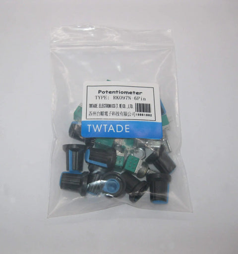 Ten Pack Potentiometers Set Top Adjust Rotary Potentiometers With Knurled Shafts 6 Pin Linear Rotary 5K 10K 20K 50K 100K
