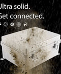 Heavy Duty IP67 Waterproof Junction Box With Hinged Grey Cover Rock Solid Plastic Enclosure For Diy Wiring Jobs Includes Mounting Plate And Wall Bracket Built Like A Tank No Sweat Setup in rain and dust.