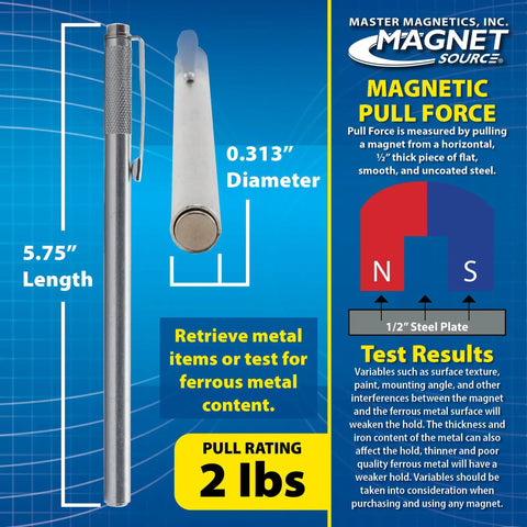 Neodymium Magnetic Pick Up Tool With Pocket Clip 5.75 Inch Reach 2 Lb Hold Handy Magnetic Grabber For Garage Workshop And Automotive Repairs Ideal For Reaching Into Tight Spots And Retrieving Nails Screws And Small Metal Bits