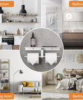 Anti Rust Aluminum Double Roll Toilet Paper Holder With Built In Shelf shown in home settings like kitchen, bathroom, living room
