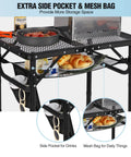 Foldable Grill Table For Outdoors, Lightweight Aluminum Frame, Height Adjustable, side pocket and mesh bag for storage