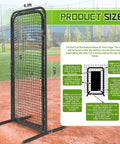 Heavy Duty Batting Cage Door 2.8 By 6.3 Ft Freestanding Steel Frame Entry Gate With Net for baseball practice in field
