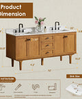 72 Inch Double Sink Bathroom Vanity With Zero Hassle Setup And Top Shelf Solid Wood Countertop Straight Out The Box Durable Pedestal Design Built Like A Champ For Modern Master Baths That Bring The Style - Detailed product dimensions with faucets.