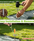 Heavy Duty 8 Gauge Landscape Staples Set Of 120 With Pick Hook, 6 Inch G Shaped Garden Stakes being installed into ground