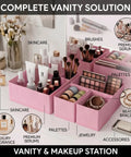 8 Pack Fabric Drawer Organizer Bins with Versatile Multi Size Storage Cubes for Clothing and Gear to Declutter Your Dresser Effortlessly Sleek Black Color Offers a Sharp Look that Elevates Your Space while Making Organization a True Must Have Vibe in a makeup organizer setting.