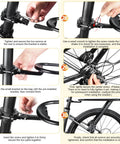Installation steps for Sleek Carbon Fiber And Aluminum Rear Bike Rack For Mountain And Road Bikes with detailed brackets.
