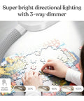 Litespan LED Floor Reading Lamp For Over Chair Tasks And Lash Extensions illuminating jigsaw puzzle with touch dimmer