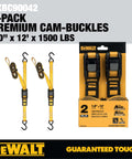 Heavy Duty 1 Inch By 12 Foot Cam Buckle Straps Set, 2 Pack, 500 Lbs Safe Working Load And 1500 Lbs Break Strength in packaging