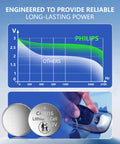 CR2016 3V Lithium Coin Cell Batteries 5 Pack featuring chart and battery for car key fob use.