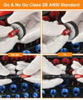 Nut and bolt thread checker set, 55 pcs with 25 metric and 30 standard gauges, red/blue anodized collars, Amazon brand.