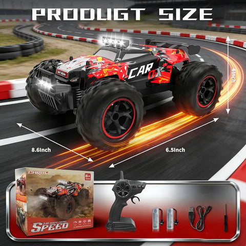 2.4GHz Remote Control Off Road Monster Truck 1 18 Scale With LED Lights Proportional Throttle 26 KMH Speed Dual 900mAh Batteries