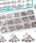 All In One Metric Screw Kit For DIY M3 M4 M5 Button Head Hex Socket Cap Screws Set With 8 To 20 Mm Length 304 Stainless Steel Bolts Nuts Washers And 3 Hex Wrenches For Home And Garage Repairs