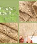 Natural Burlap Roll 60 Inch By 100 Feet Garden Weed Barrier Fabric Jute Cloth close-up showing texture and crafting use