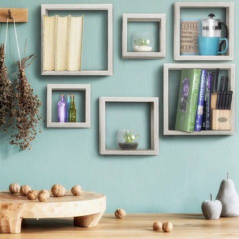 Slick Multi Size Floating Wall Shelves In Weathered Grey Seriously Durable Decorative Storage Rack Totally Modular Display Shelving For Any Solid Home Or Office Setup