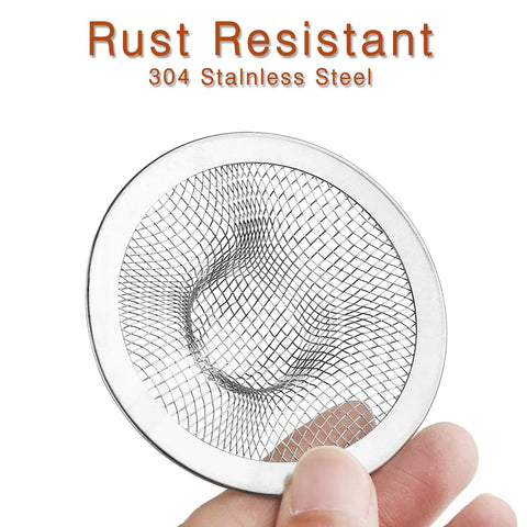 2Pcs Heavy Duty Stainless Steel Slop Basket Filter Trap Set 2.75 Inch Top 1 Inch Mesh Sink Strainer Hair Catcher held in hand