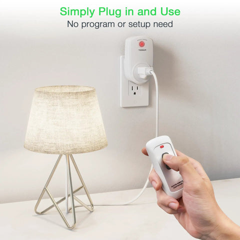 Remote Control Outlet Switch For Lights, Lamps, And Fans, Wireless Plug In Receiver With 100Ft RF Range, 1200W, Easy Setup in use