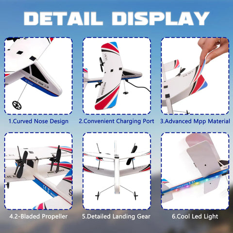 Easy To Fly RC Plane For Beginners And Kids Ages 8 To 12 And Adults With 6 Axis Gyro Stabilization Remote Control Airplane