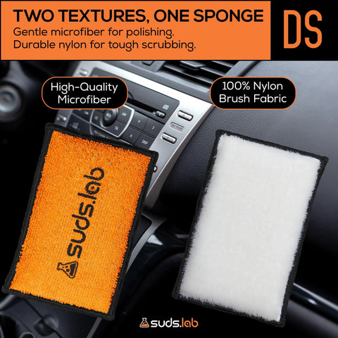 Microfiber Detailing Scrub Pads 2 Pack For Car Interior Cleaning And Detailing Safe On Leather Vinyl Plastic Scratch Free