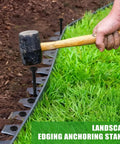 Heavy Duty 8 Inch Plastic Landscape Edging Spikes, 220 Pack, Rust Free Nylon Stakes being installed in garden border